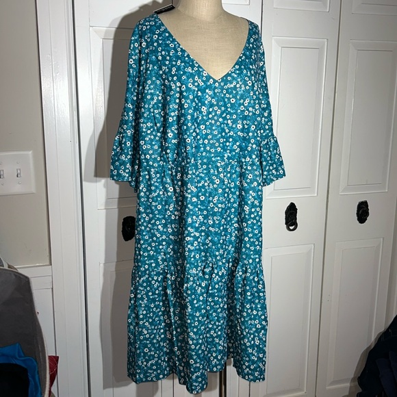 NWT Pinup Fashion Plus Size 24W Blue Floral Prairie Cottage Dress - Picture 1 of 10